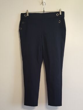 Briggs New York Navy Ankle Button-Detail Pants